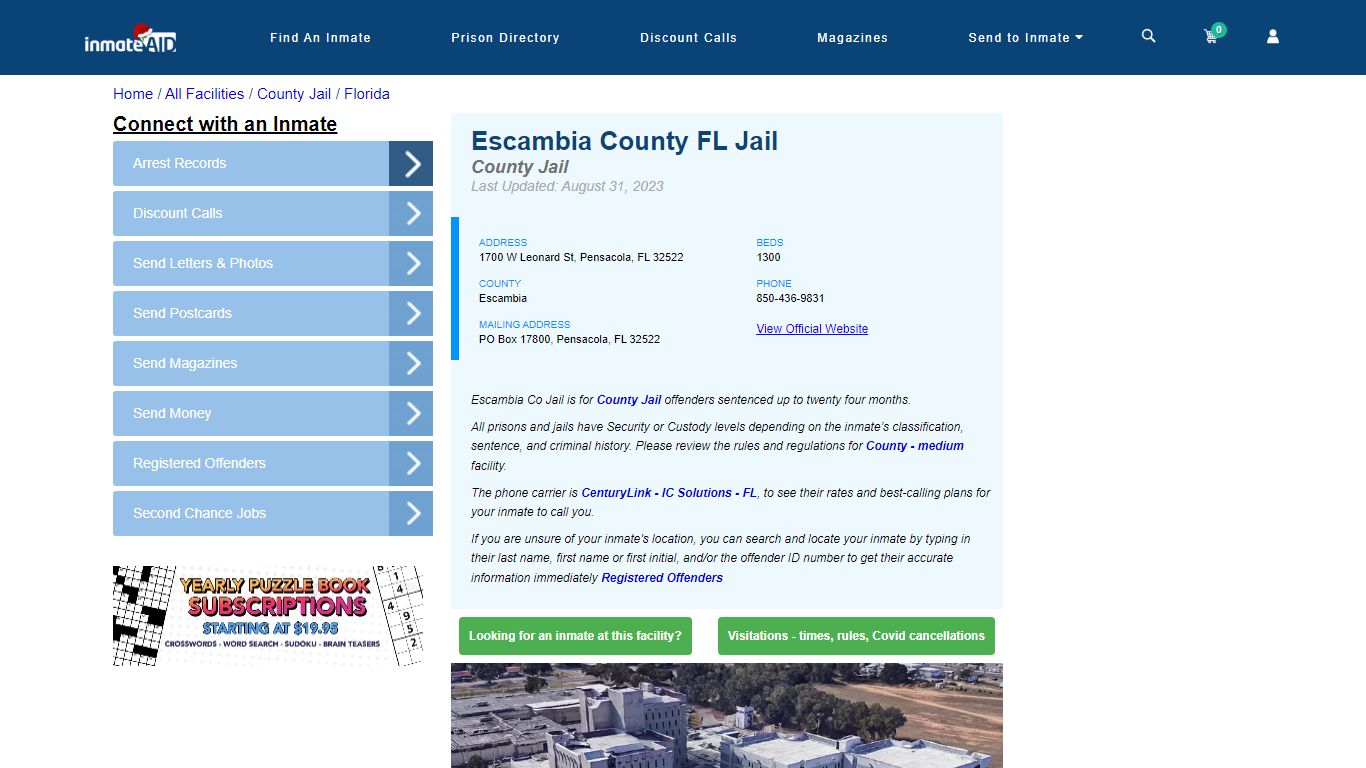Escambia County FL Jail - Inmate Locator - Pensacola, FL
